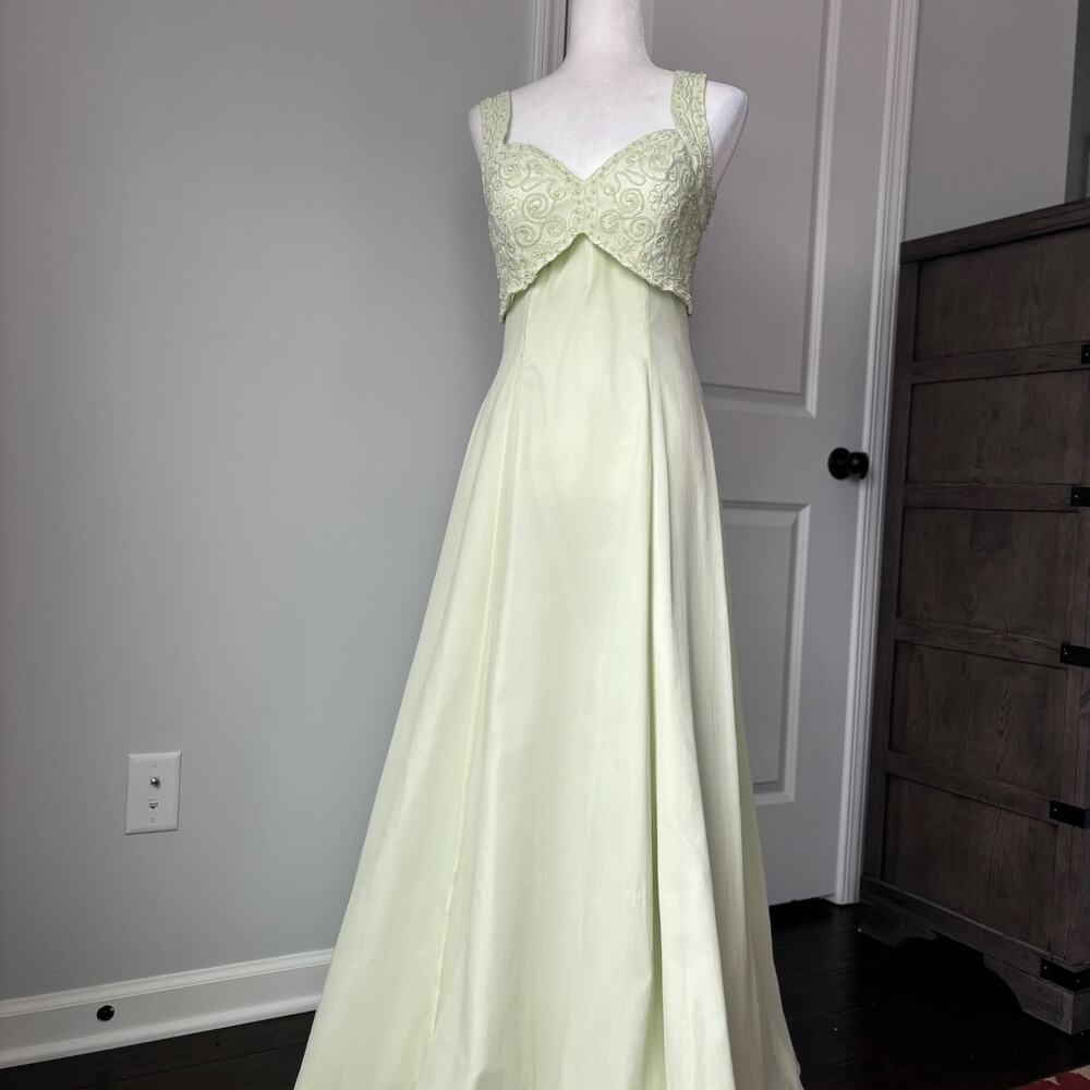 Vintage Alyce Designs Prom Dress Maxi Gown Green Fairy Princess 90s Y2K Glam